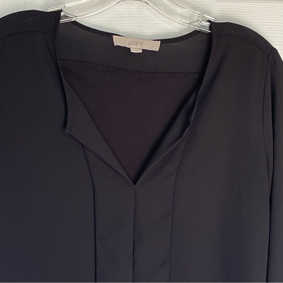 LOFT Women Black Long Sleeve Blouse Small - Picture 5 of 15